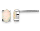 Created Synthetic Opal Stud Earrings in Sterling Silver